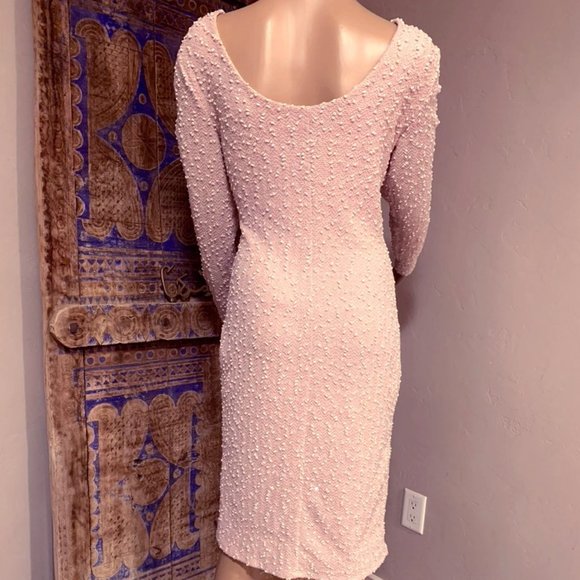 Blush Pink Sequined Sheath Dress - MED - Picture 4 of 6